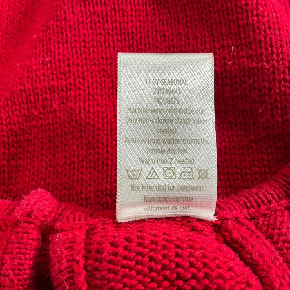 Gymboree Girls Red Knit Dress Rhinestone Cable Knit Flower Sz 8 Holiday Sweater‎
